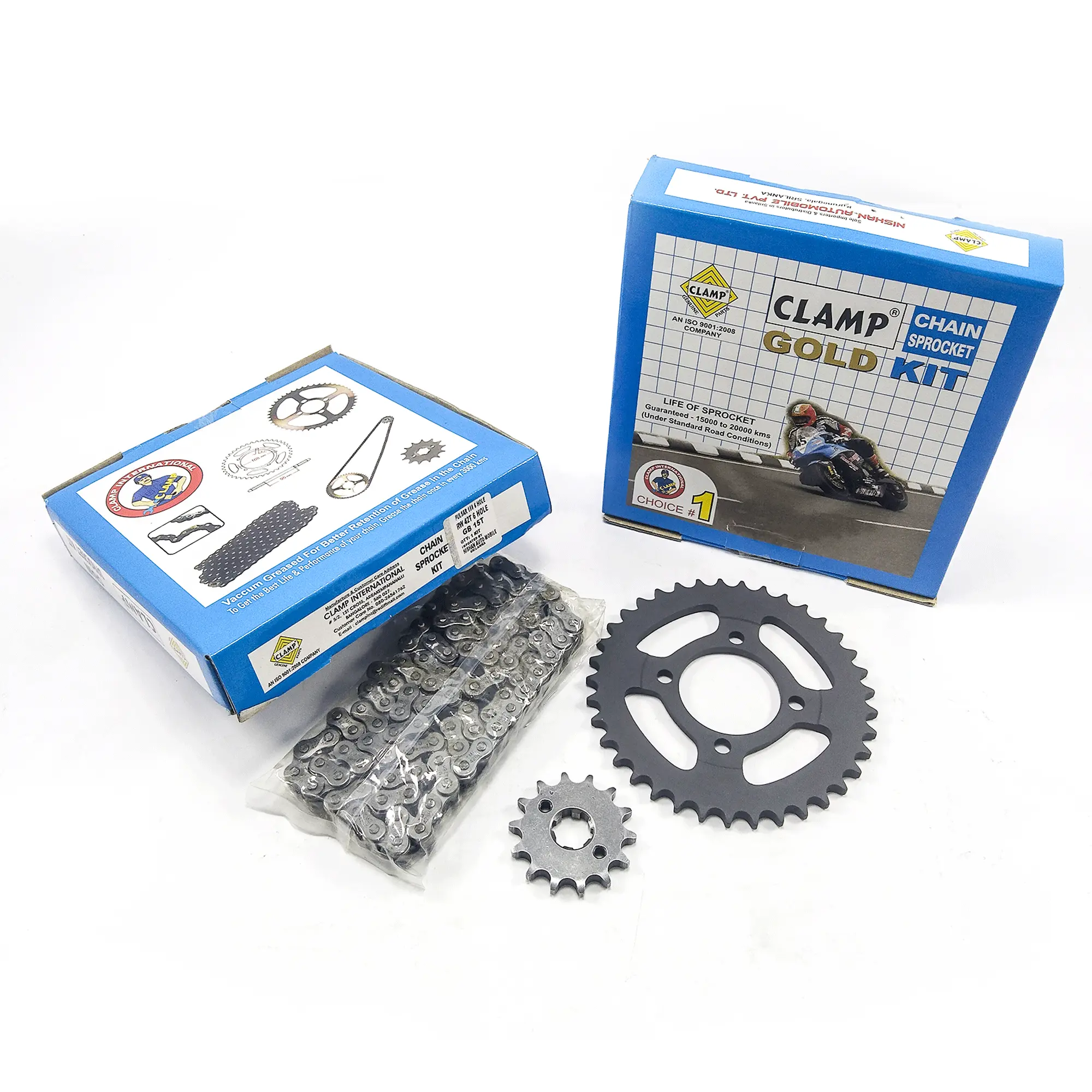 Clamp Chain Sprocket packaging designed for durable and reliable motorcycle performance.